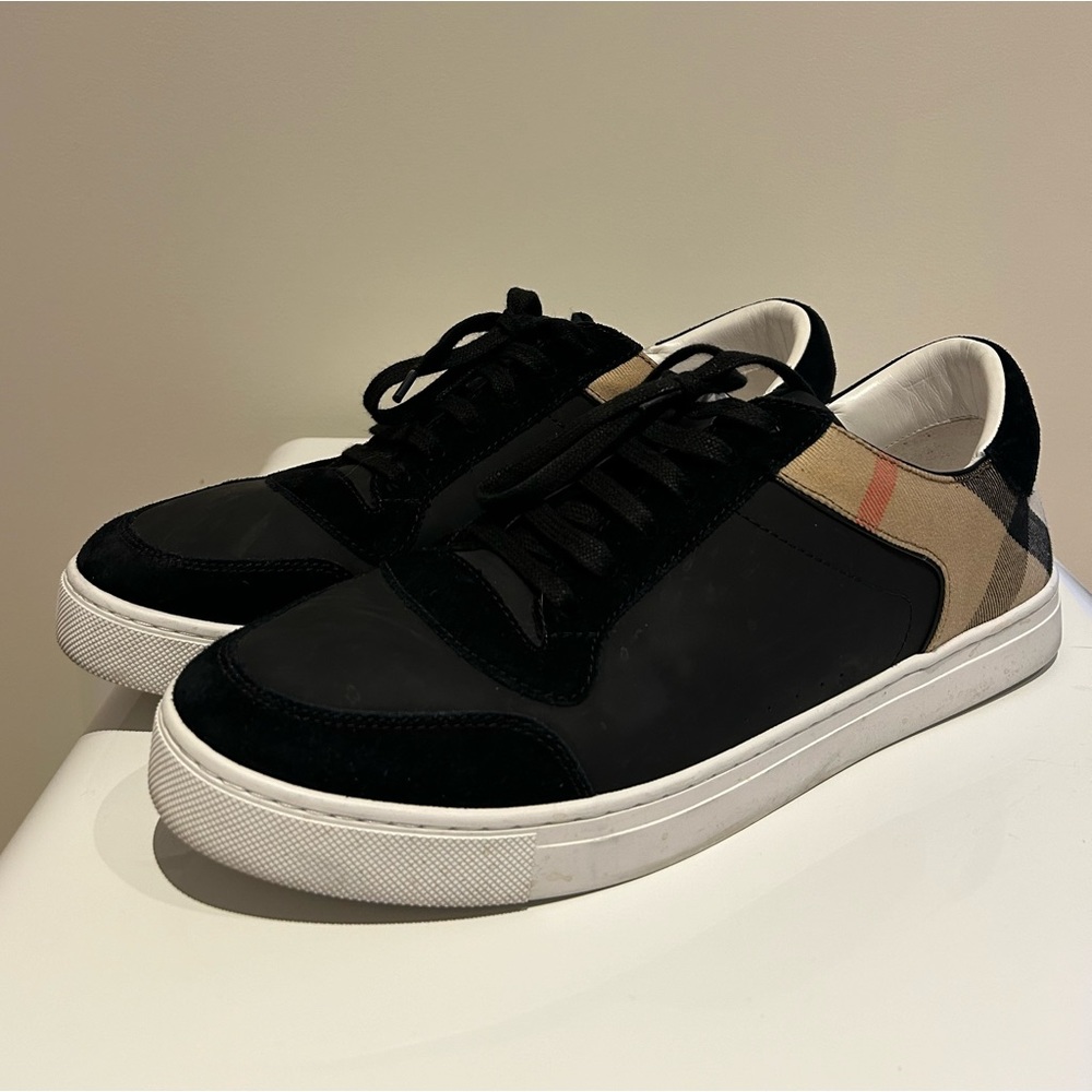 Men’s Burberry Leather, Suede & Check Sneakers